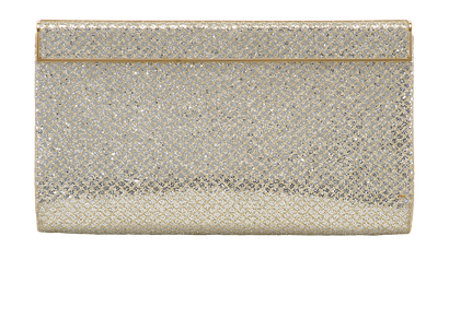 Glitter Clutch, &pound;150, Handbags, Gold/Silver, Fabric, Front view
